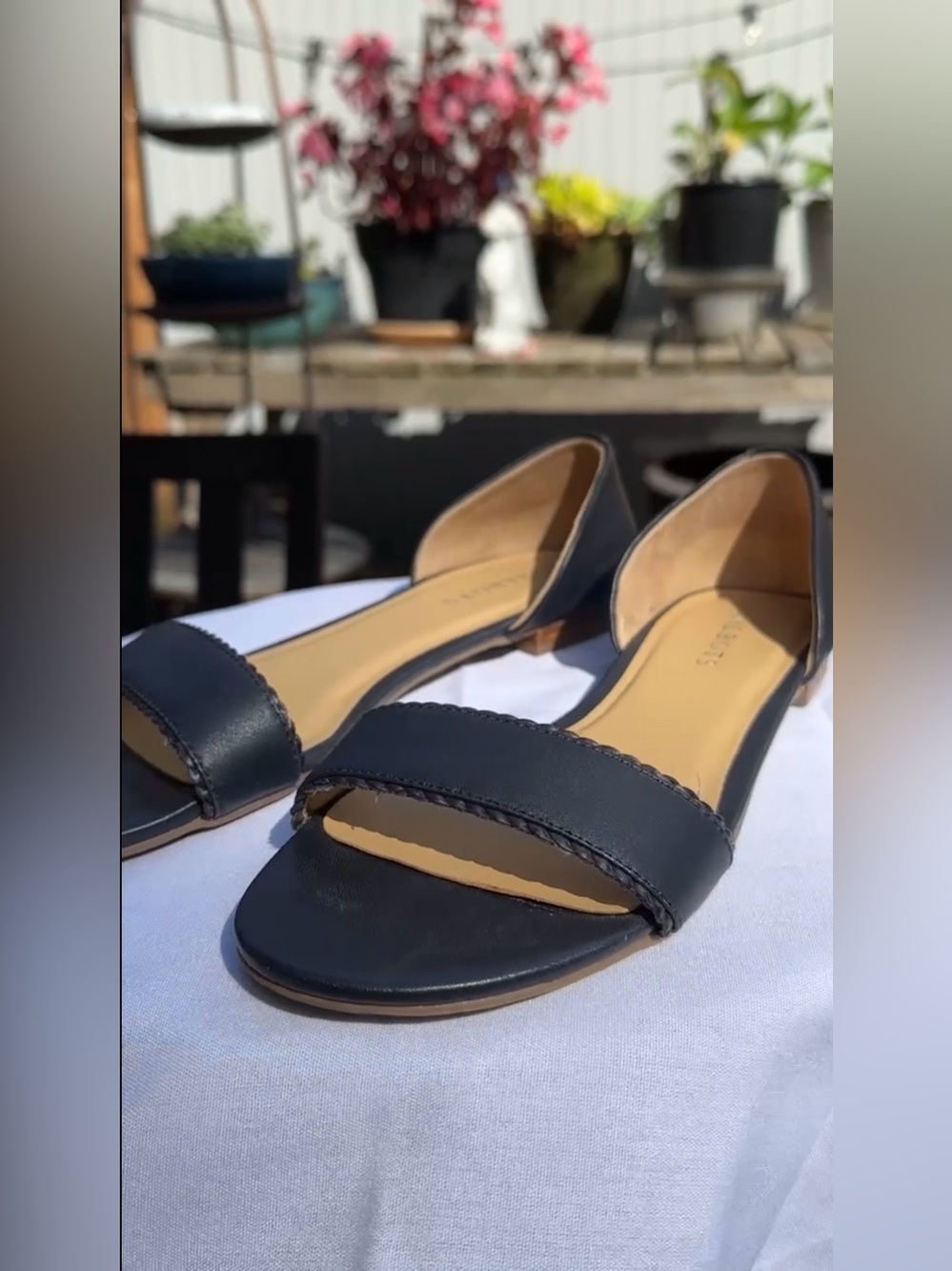 Talbots Navy Scalloped Open-Toe D’Orsay Flats Women’s 9M